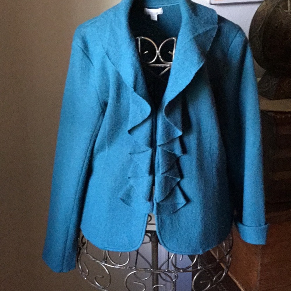 Teal 100% Wool Jacket XL